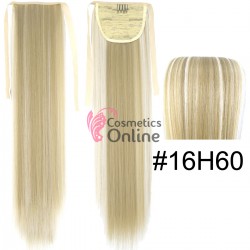 Extensie de par coada dreapta cu snur si pini 55 cm cod MW100616H60 Blond Inchis cu Blond Deschis